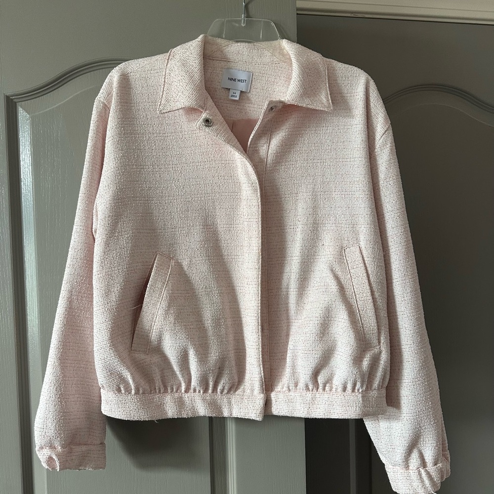 Nine West Pale Pink Textured Collar Jacket